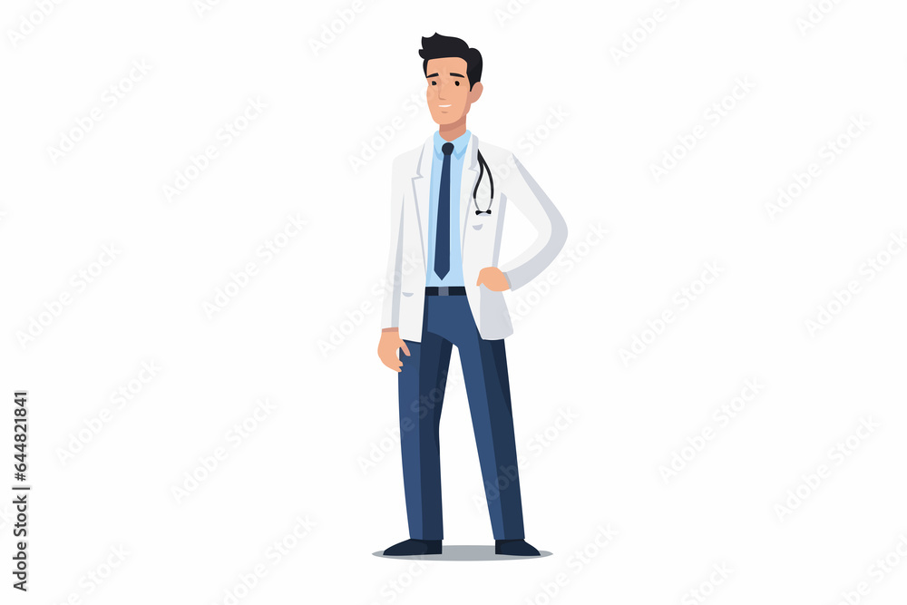 man in business suit doctor vector flat isolated illustration