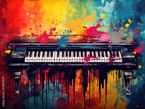 Piano Keys on the Grunge Background. Generative Ai