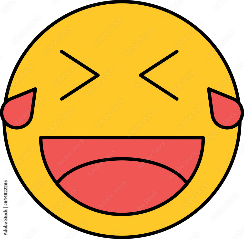 Illustration Of Laughing Face With Tears Icon In Red And Yellow Color. Illustration Of Laughing Face With Tears Icon In Red And Yellow Color.