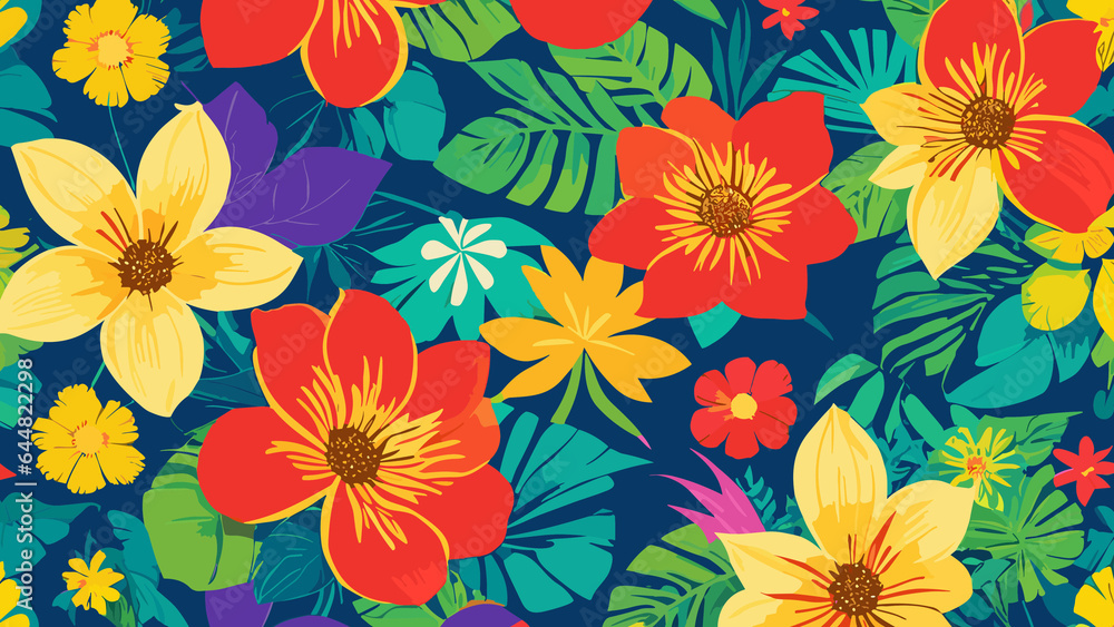 Tropical floral seamless pattern. Background, Wallpaper.