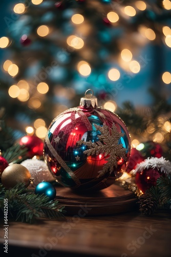 Festive Indoor Illumination: Christmas Celebration with Ornaments and Lights