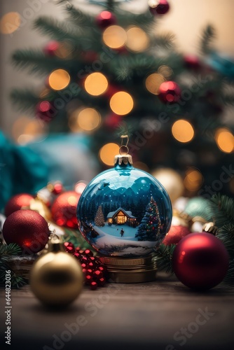 Festive Indoor Illumination: Christmas Celebration with Ornaments and Lights