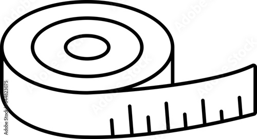 Measuring Tape Icon In Line Art.