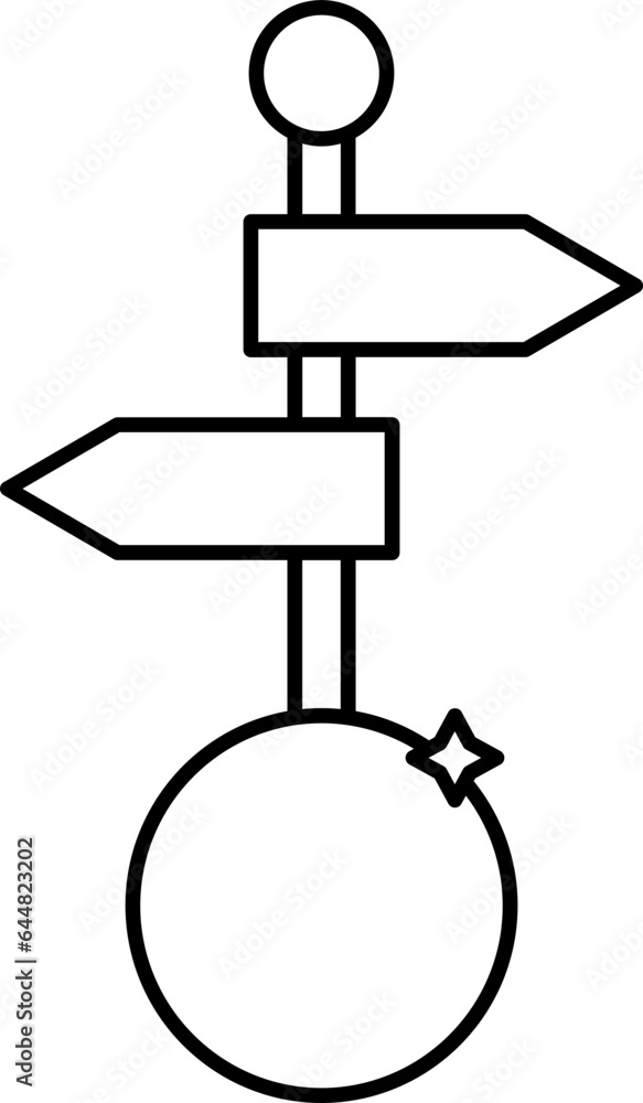 Direction Board With Coin Icon In Black Line Art. Direction Board With Coin Icon In Black Line Art.