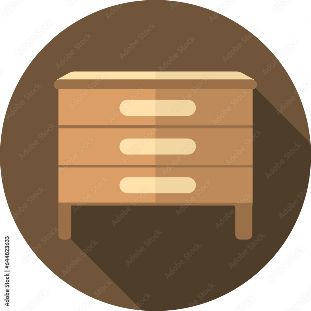 Flat Style Drawer Icon On Brown Background.