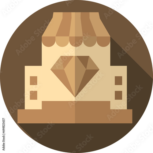 Diamond Or Jewelry Shop Icon On Brown Background.