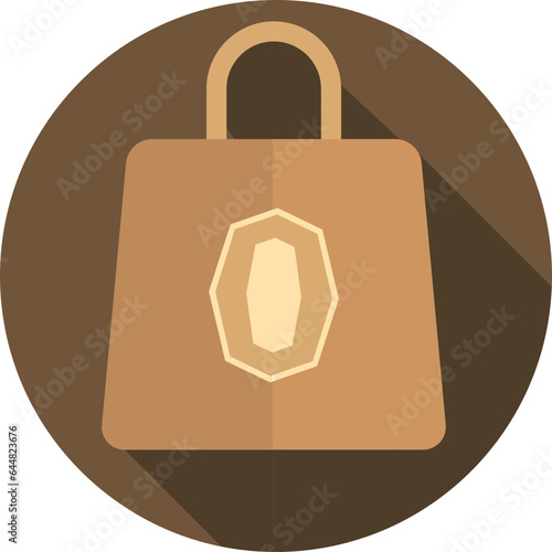 Carry Bag With Crystal Stone Symbol Icon On Brown Background.