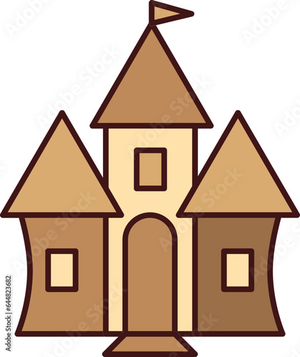 Castle Or Temple Icon In Brown Color.