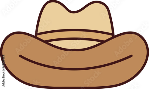 Flat Style Fedora Hat Icon In Brown Color.
