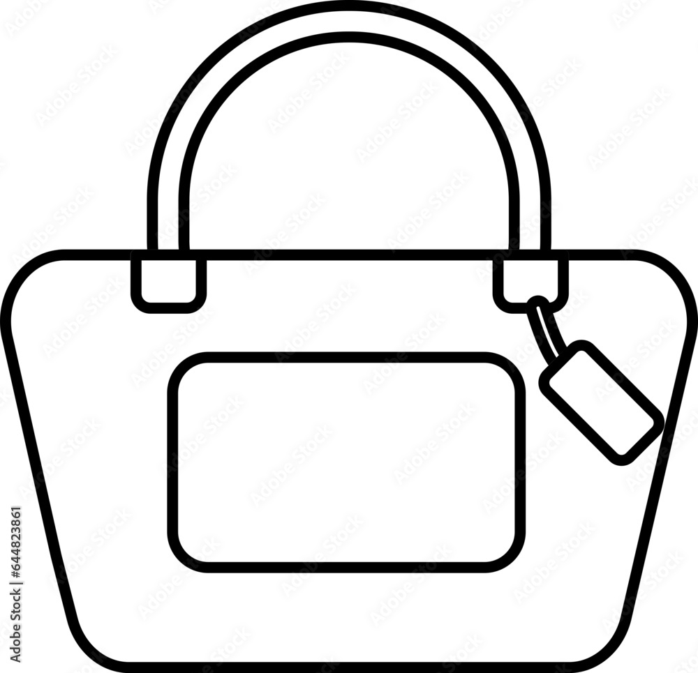 Woman Purse Icon In Black Line Art. Woman Purse Icon In Black Line Art.