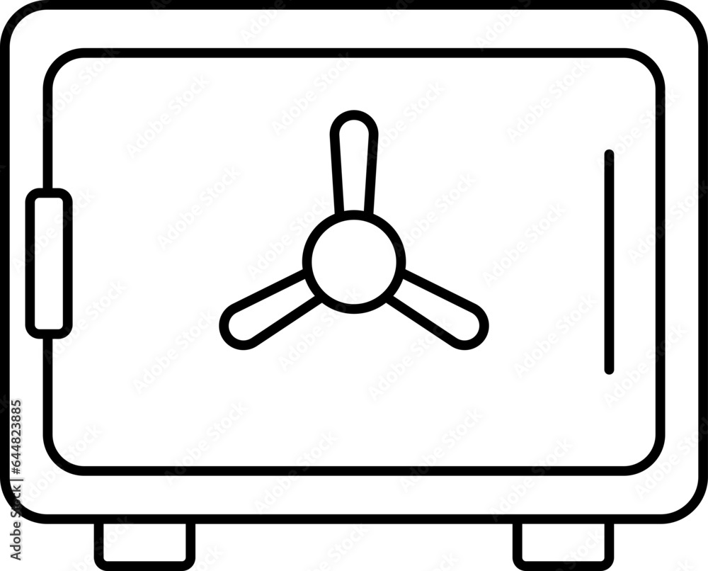 Strongbox Icon In Black Line Art. Strongbox Icon In Black Line Art.