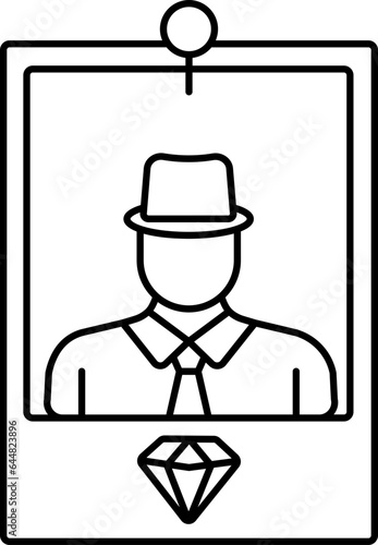 Wanted Or Gangster Price Poster Icon In Black Line Art.