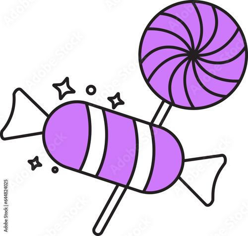 Candy Icon In Purple And White Color.