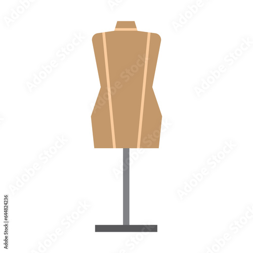 Plastic mannequin on high stand vector. Equipment for presentation of goods in the store. Multicolored flat vector icon representing clothes concept isolated on white background