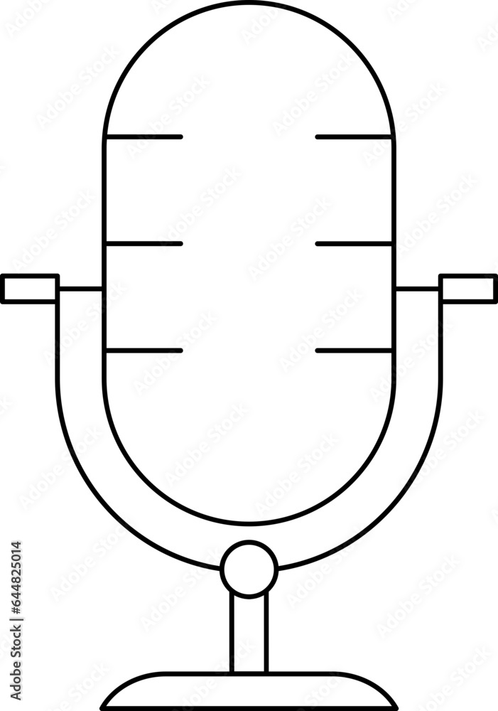 Microphone Icon In Black Line Art. Microphone Icon In Black Line Art.
