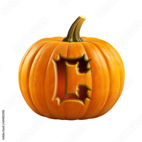 Halloween pumpkin font letter C. Isolated on transparent background. 