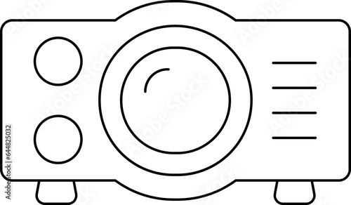 Video Projector Icon In Black Line Art.