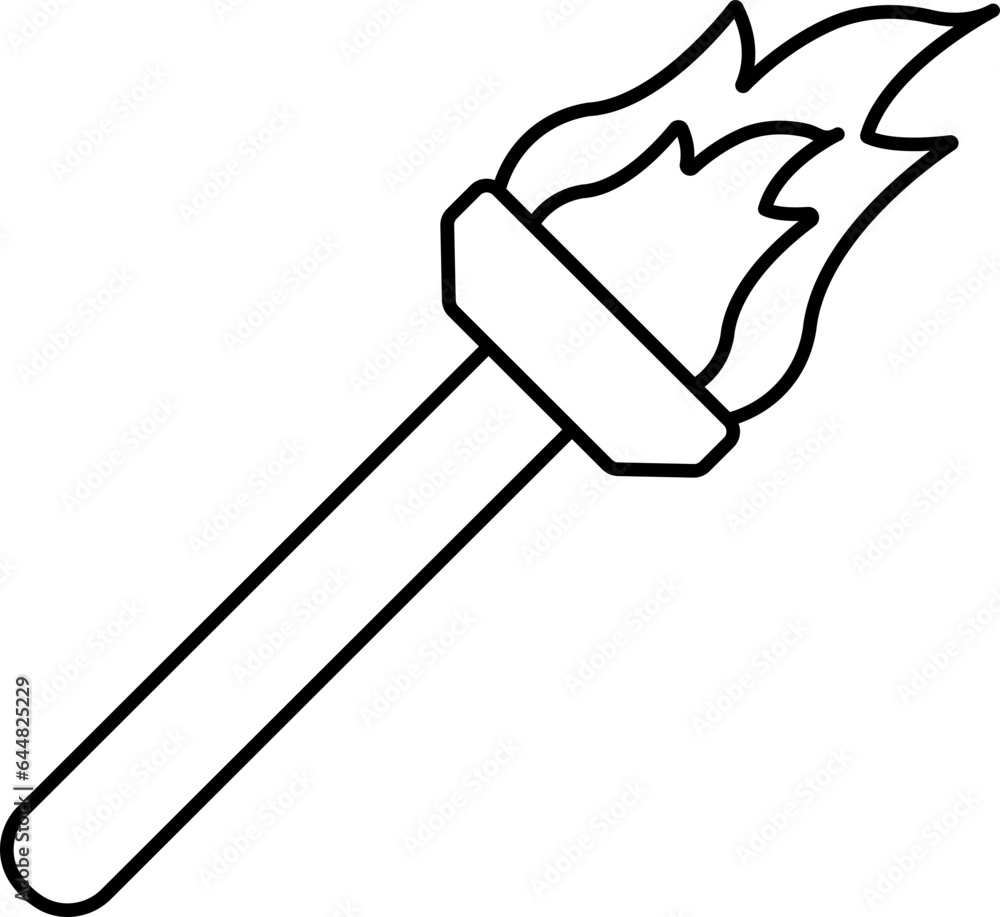 Flaming Torch Icon Or Symbol In Line Art. Flaming Torch Icon Or Symbol In Line Art.