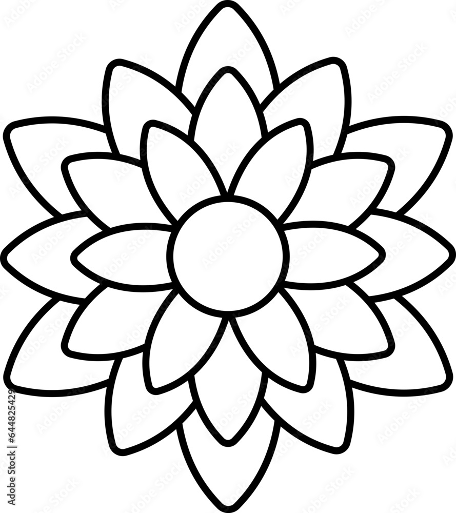 Flat Style Flower Icon In Thin Line Art. Flat Style Flower Icon In Thin Line Art.