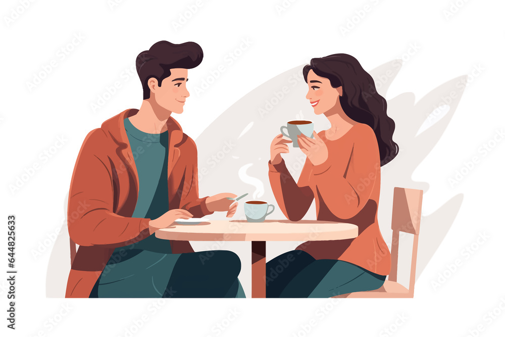 couple drinking coffee vector flat minimalistic isolated illustration couple drinking coffee vector flat minimalistic isolated illustration
