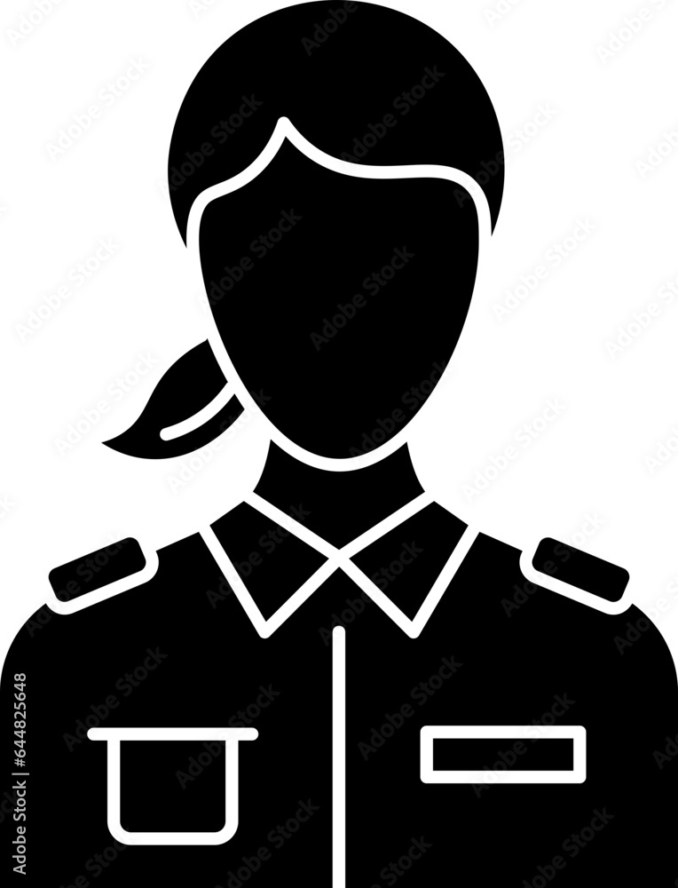 Soldier Woman Icon In Black And White Color. Soldier Woman Icon In Black And White Color.