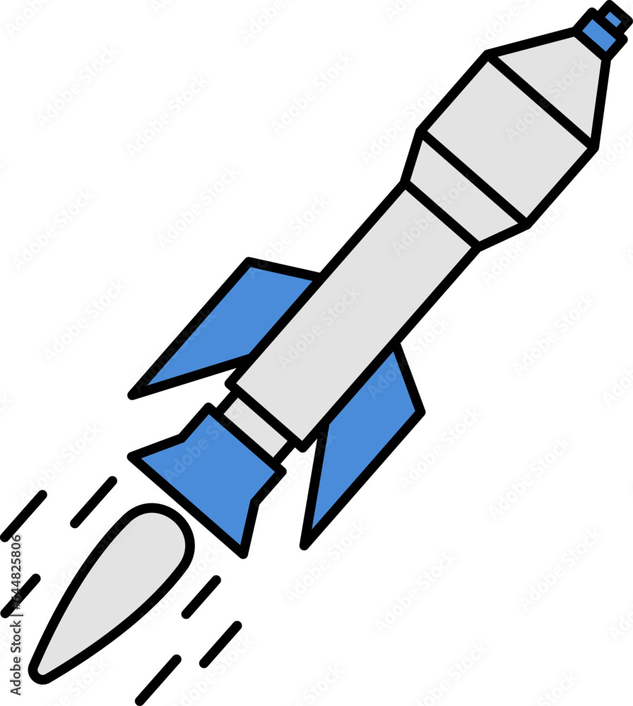 Isolated Missile Icon in Blue And Grey Color Flat Style. Isolated Missile Icon in Blue And Grey Color Flat Style.