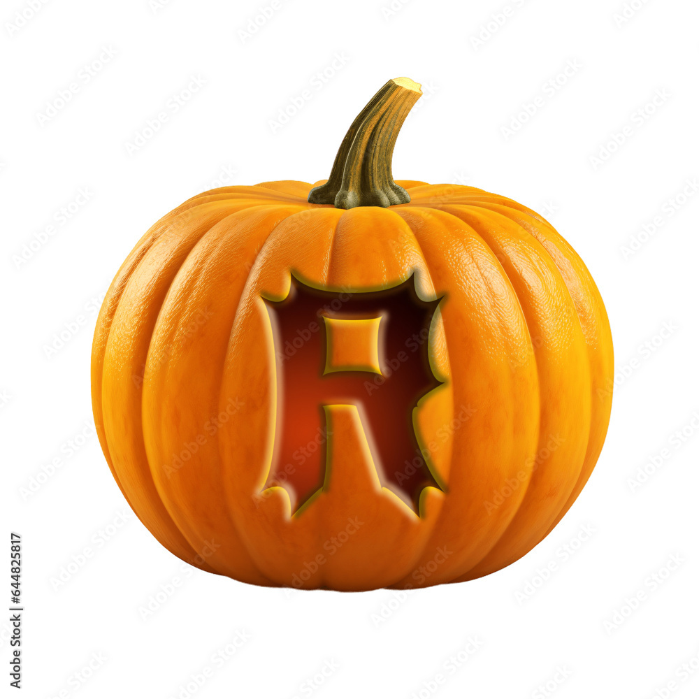 Halloween pumpkin font letter R. Isolated on transparent background. Halloween pumpkin font letter R. Isolated on transparent background.