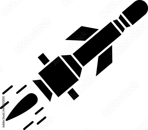 Isolated B&w Missile Icon in Flat Style.