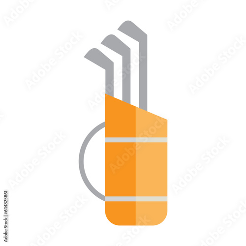 Bag with golf clubs vector. Sports equipment. Multicolored flat vector icon representing sports items, inventory, equipment concept isolated on white background
