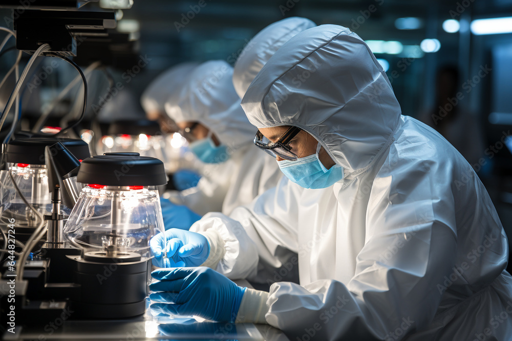 Scientists working in the laboratory. Ai generative. Scientists working in the laboratory. Ai generative.