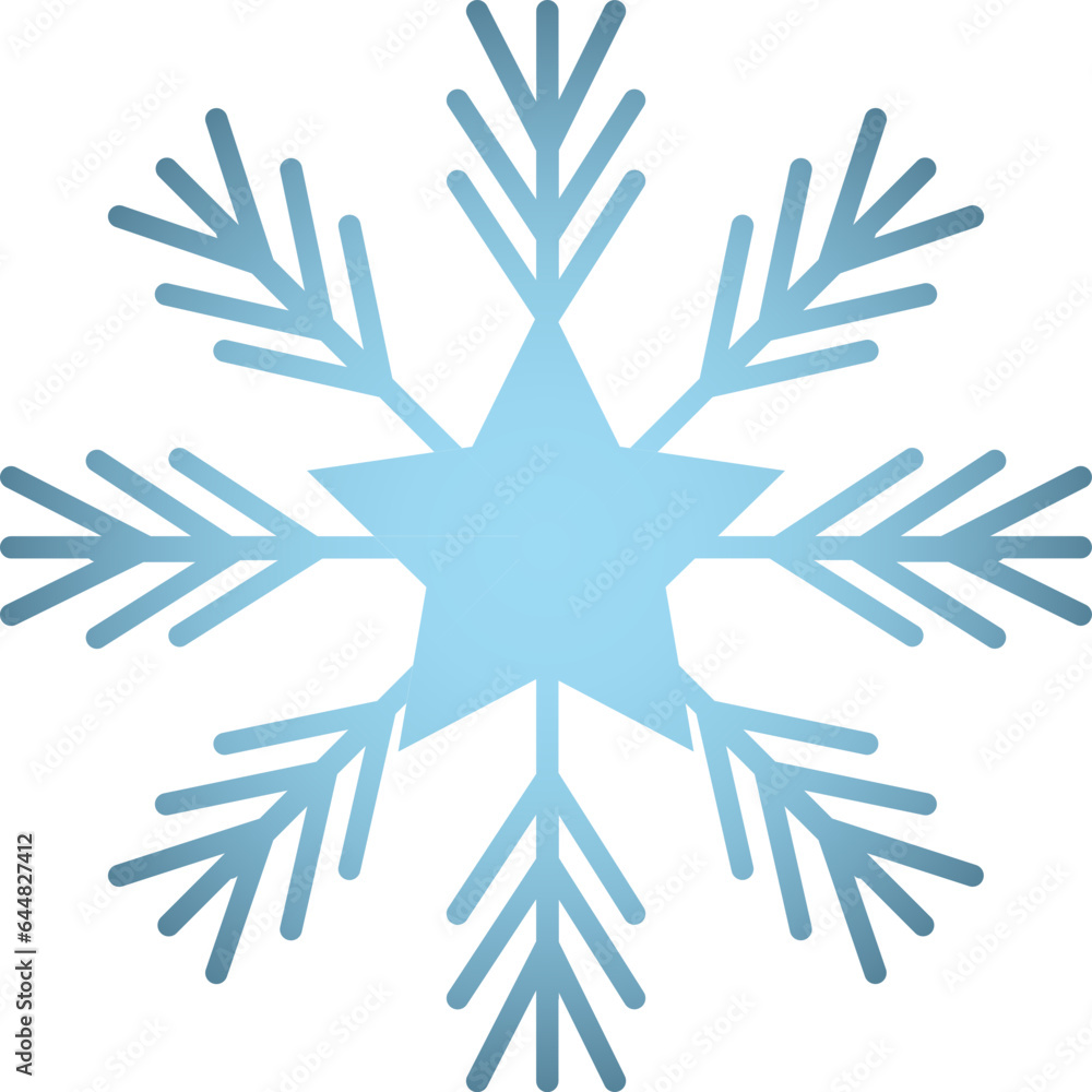 Gradient Blue Snowflake Flat Icon On White Background. Gradient Blue Snowflake Flat Icon On White Background.