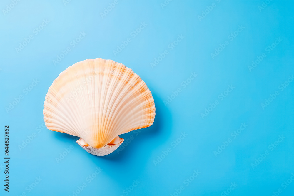 Beautiful small sea shell on solid studio background. Ocean summer and vacation concept. Beautiful small sea shell on solid studio background. Ocean summer and vacation concept.