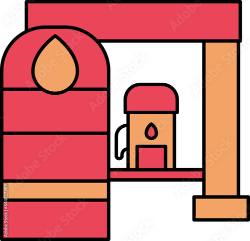 Petrol Shop Icon In Red And Orange Color.