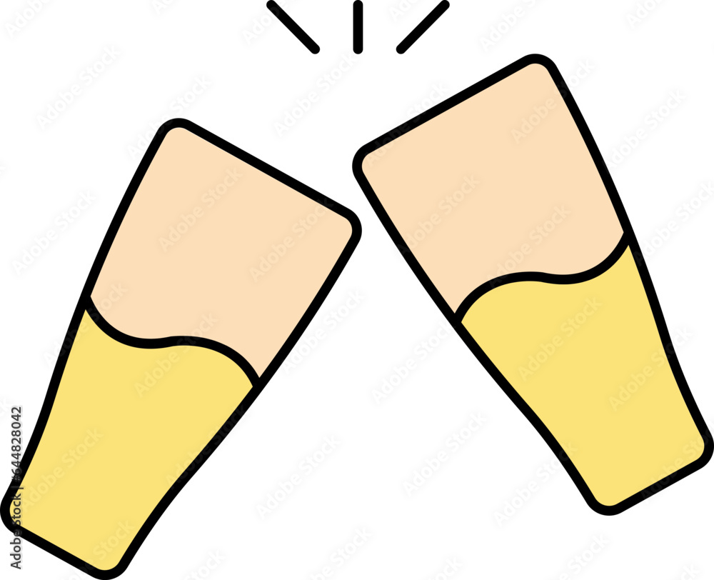 Cheers Drink Glass Icon in Yellow and Peach Color. Cheers Drink Glass Icon in Yellow and Peach Color.