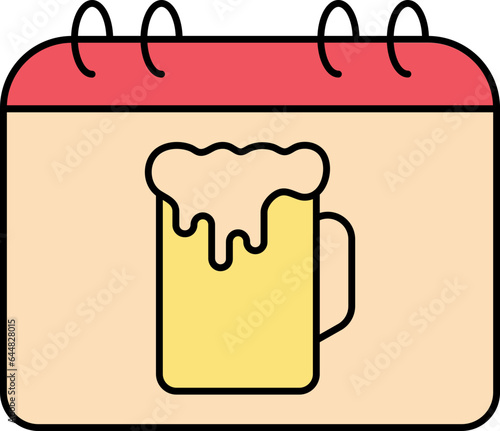 Beer Mug on Calendar Colorful Icon.
