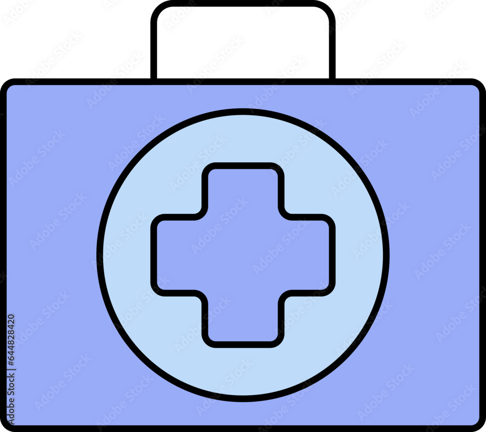 First Aid Box Icon In Blue Color. First Aid Box Icon In Blue Color.