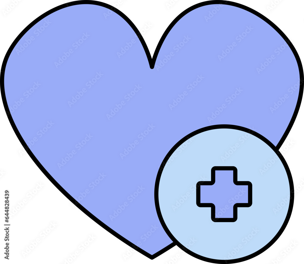 Heart With Medical Symbol Icon In Blue Color. Heart With Medical Symbol Icon In Blue Color.