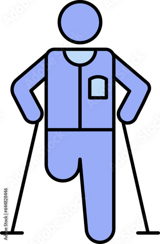 Leg Amputation Icon Blue Color.