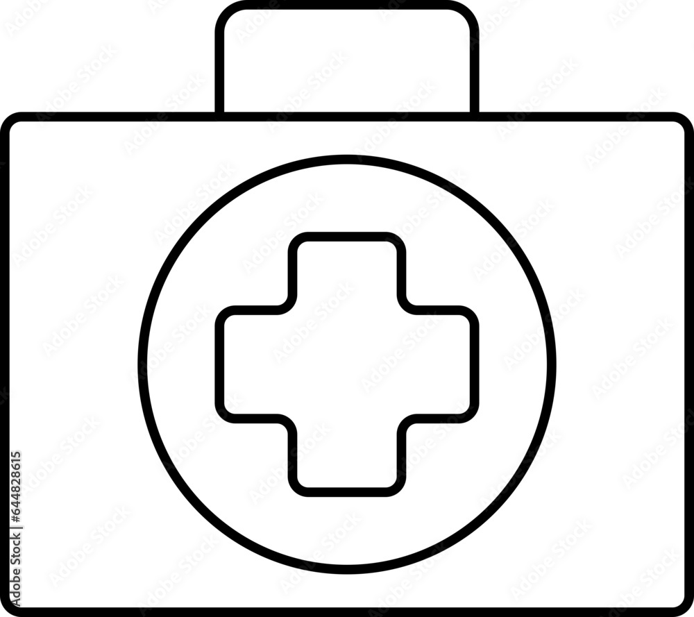First Aid Box Icon In Thin Line Art. First Aid Box Icon In Thin Line Art.