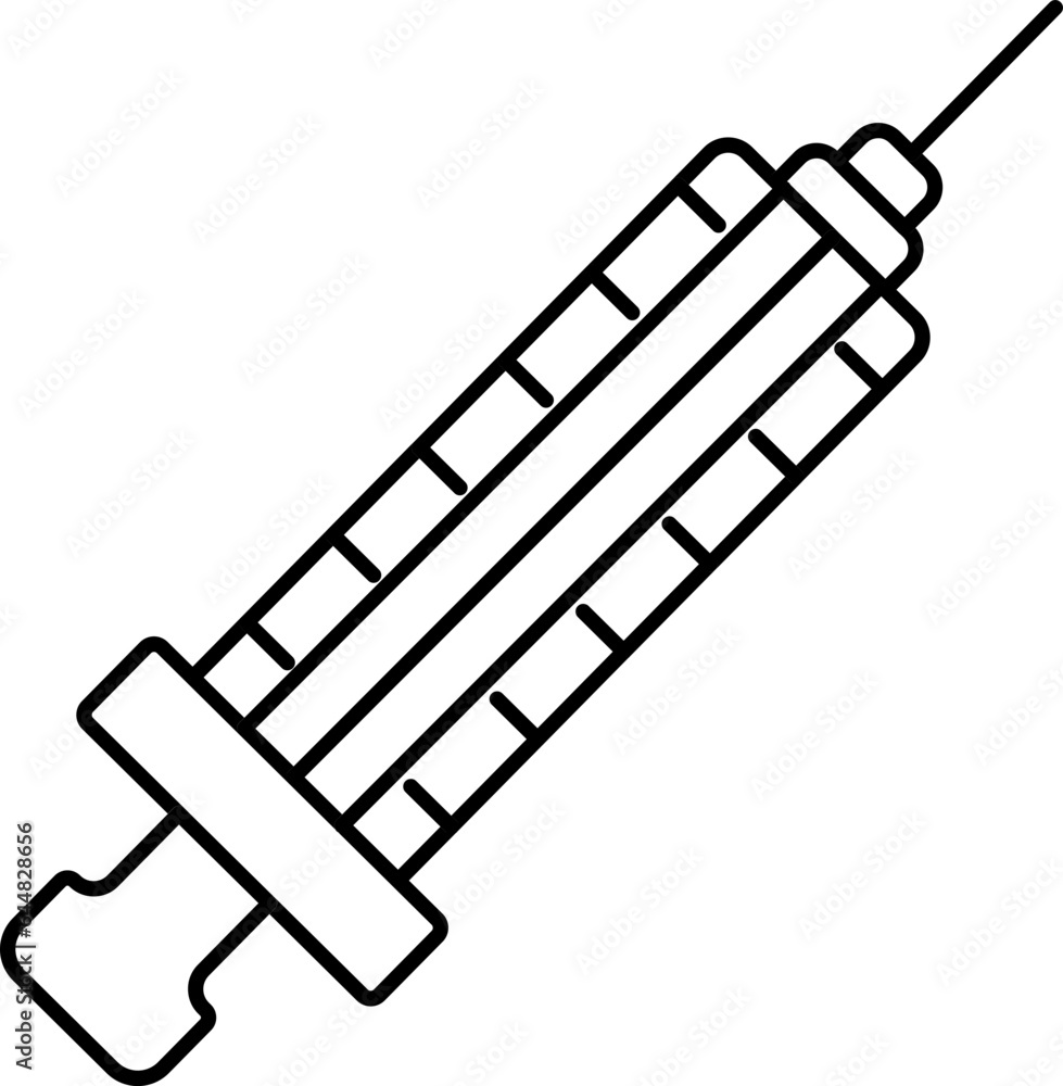 Isolated Syringe Icon In Black Outline. Isolated Syringe Icon In Black Outline.