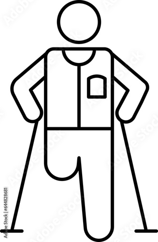 Leg Amputation Icon In Black Line Art.