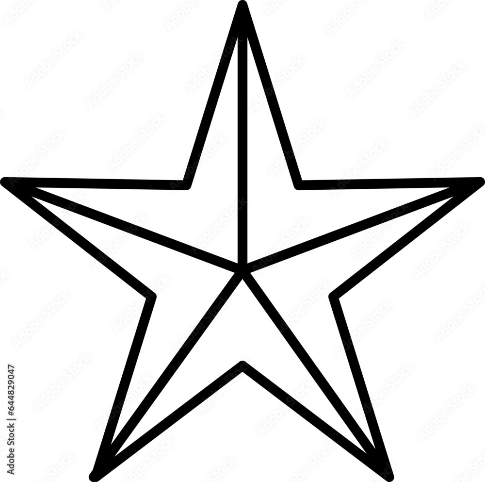 Origami Star Icon In Black Line Art. Origami Star Icon In Black Line Art.