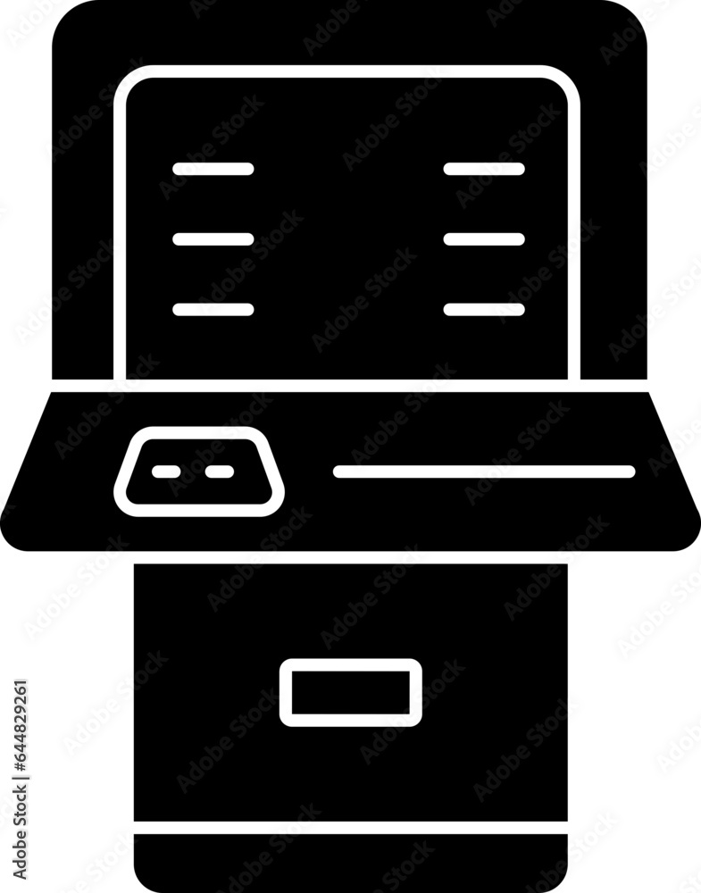 ATM Machine Icon In B&W Color. ATM Machine Icon In B&W Color.