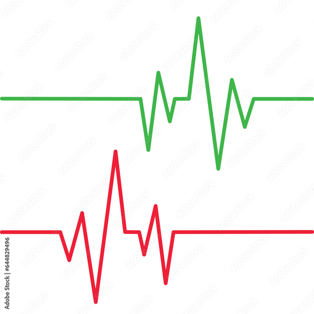 vector red and green line heart rate icon,