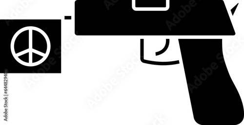 Gun With Peace Flag Icon In B&W Color.