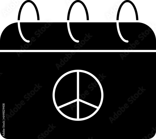 Peace Day Calender Icon In B&W Color.