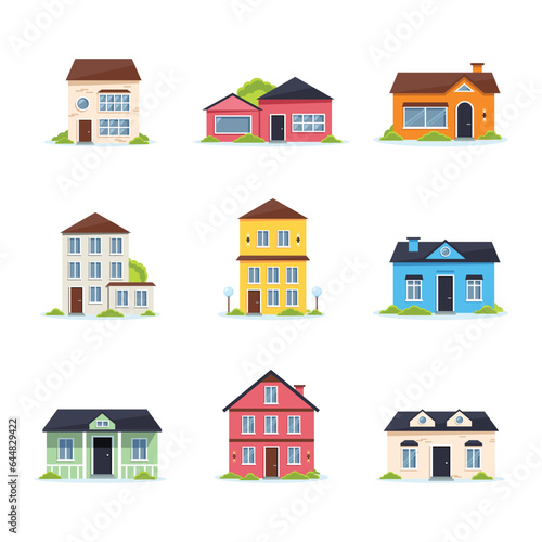 House and building flat illustration vector set