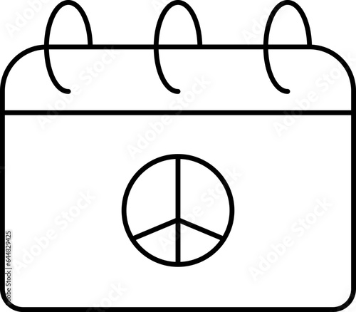 Peace Day Calender Icon In Black Outline.