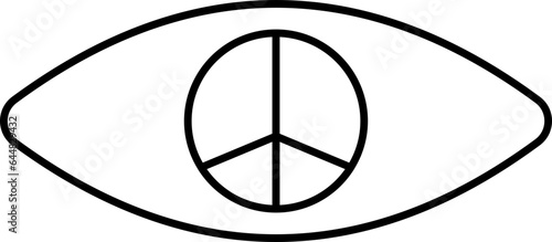 Linear Style Peace Symbol In Eye Icon.