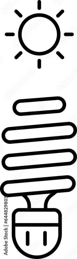 Solar CFL Bulb Icon In Line Art. Solar CFL Bulb Icon In Line Art.